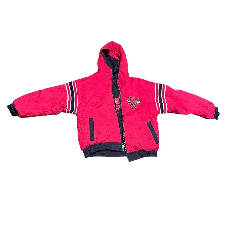Chicago Bulls Reversible Hooded Full Zip Puffer Jacket Red/Black Size S